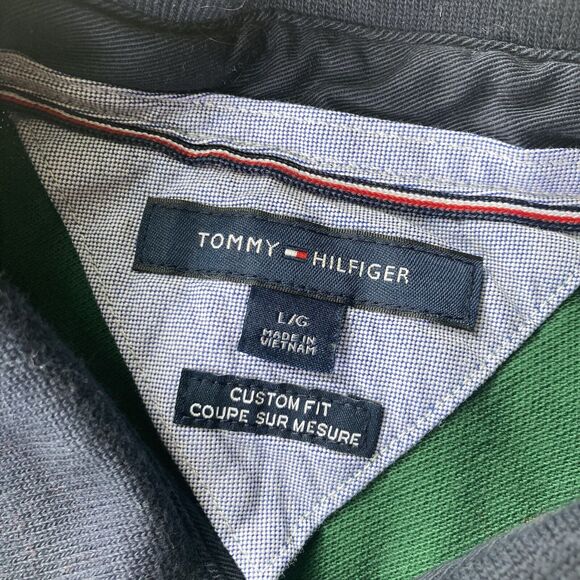 Tommy Hilfiger Polo Shirt Sz L Mens Emerald Green Blue Custom-Fit Casual Work - Picture 3 of 5